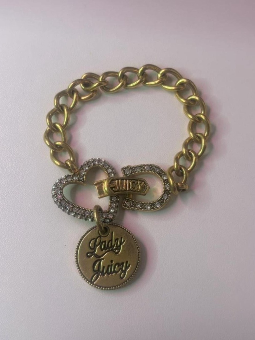 Juicy Couture Lady Juicy Gold Tone Charm Bracelet